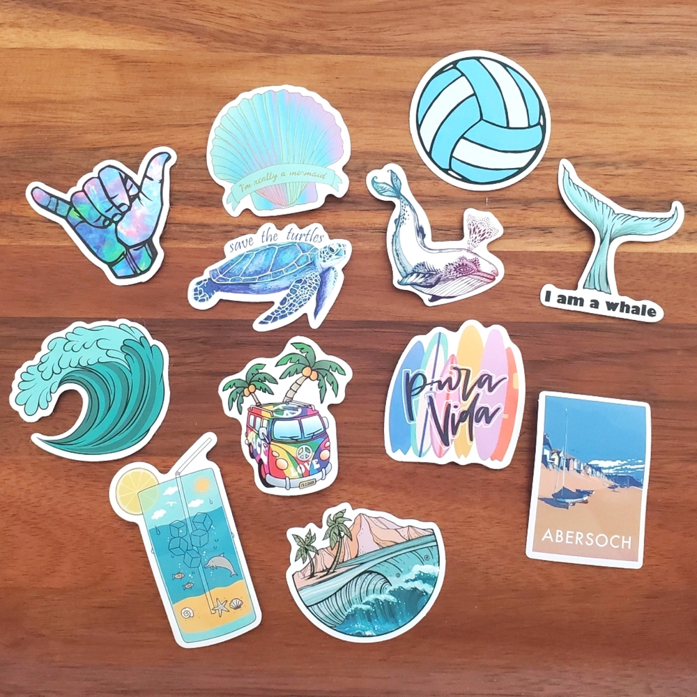 Beach Themed Waterproof Sticker Pack